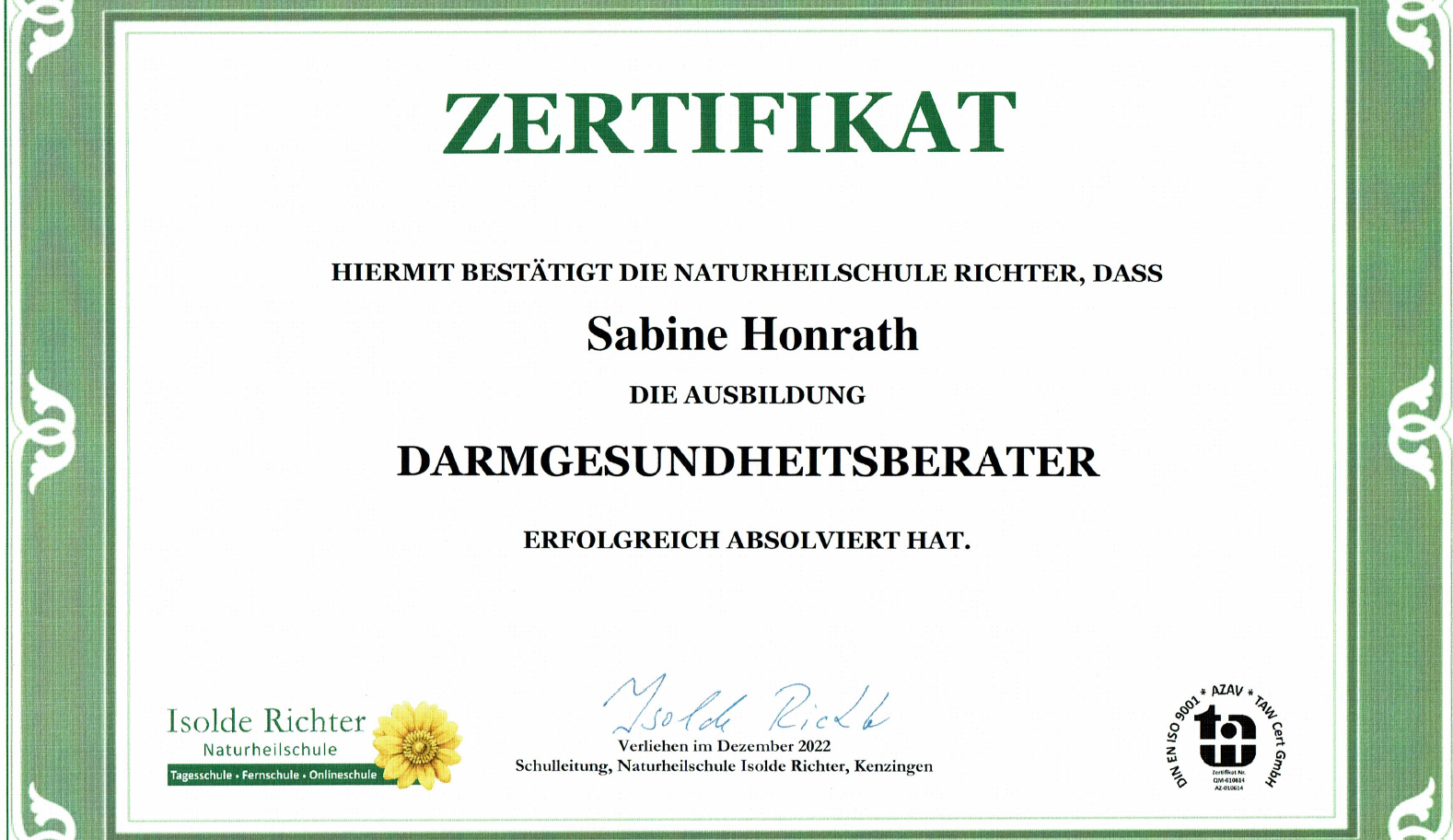 Darmgesundheit Zertifikat